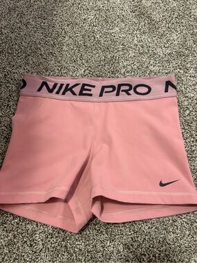 Nike Pink Pro Compression Bike Shorts with Black Swoosh
